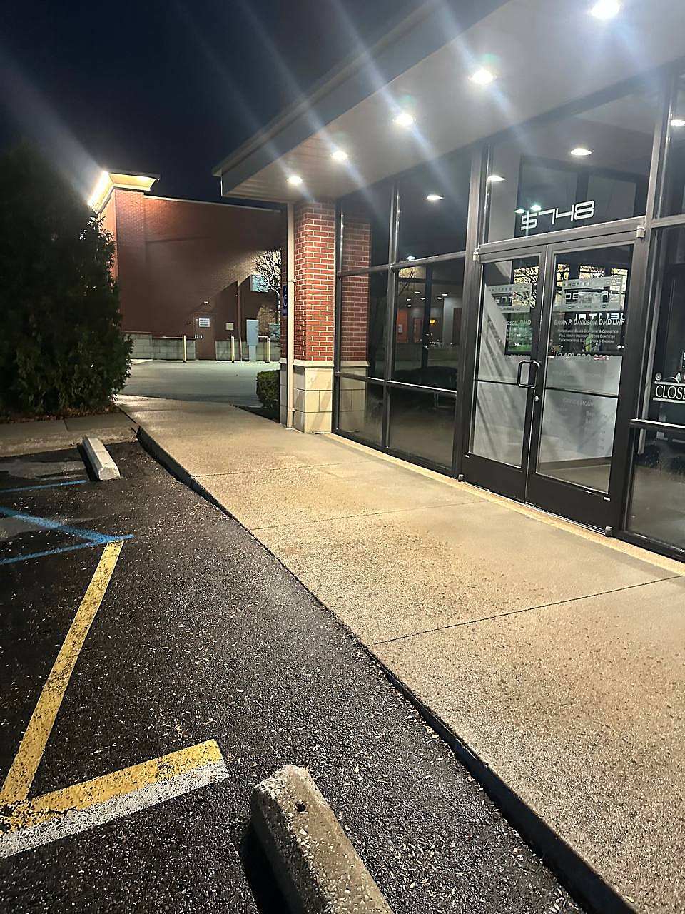 Dental office entrance concrete cleaned after hours