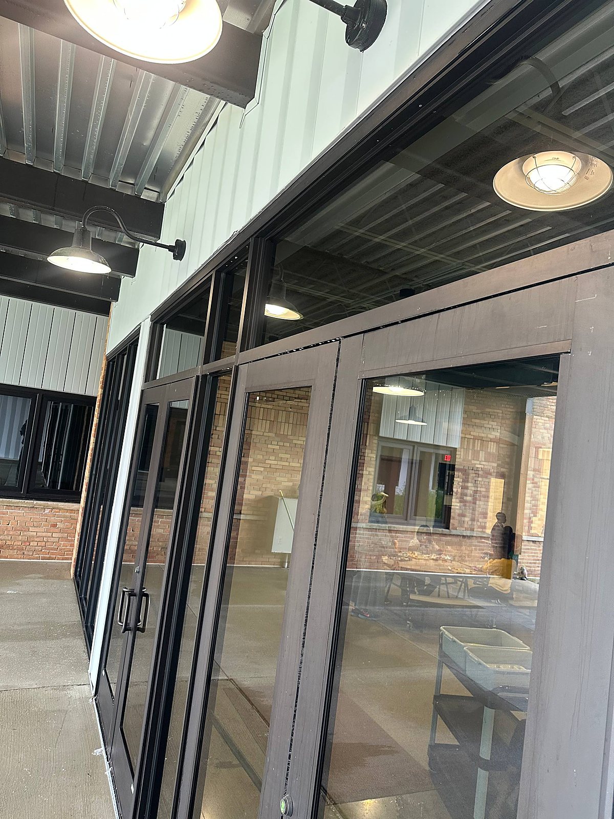 Commercial entry glass cleaned clear at a Metro Detroit business